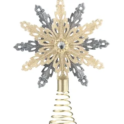 Baumspitze Schneeflocke, Champagner/Anthrazit