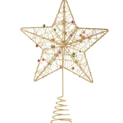 Baumspitze Stern Mit Bunten Perlen, Gold
