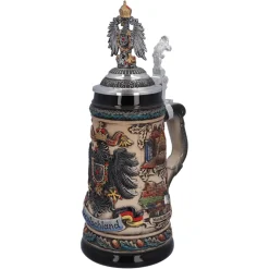 Bierkrug Mit Zinnadler "Deutschland", Bunt-Natur, 0,5 Liter