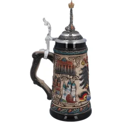 Bierkrug Mit Zinnadler "Deutschland", Bunt-Natur, 0,5 Liter