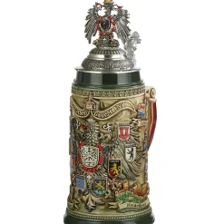 Bierkrug Mit Zinnadler "Stadtwappen", Braun, 0,75L