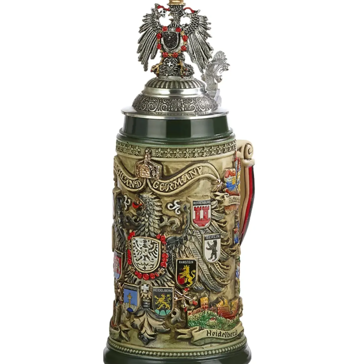 Bierkrug Mit Zinnadler "Stadtwappen", Braun, 0,75L