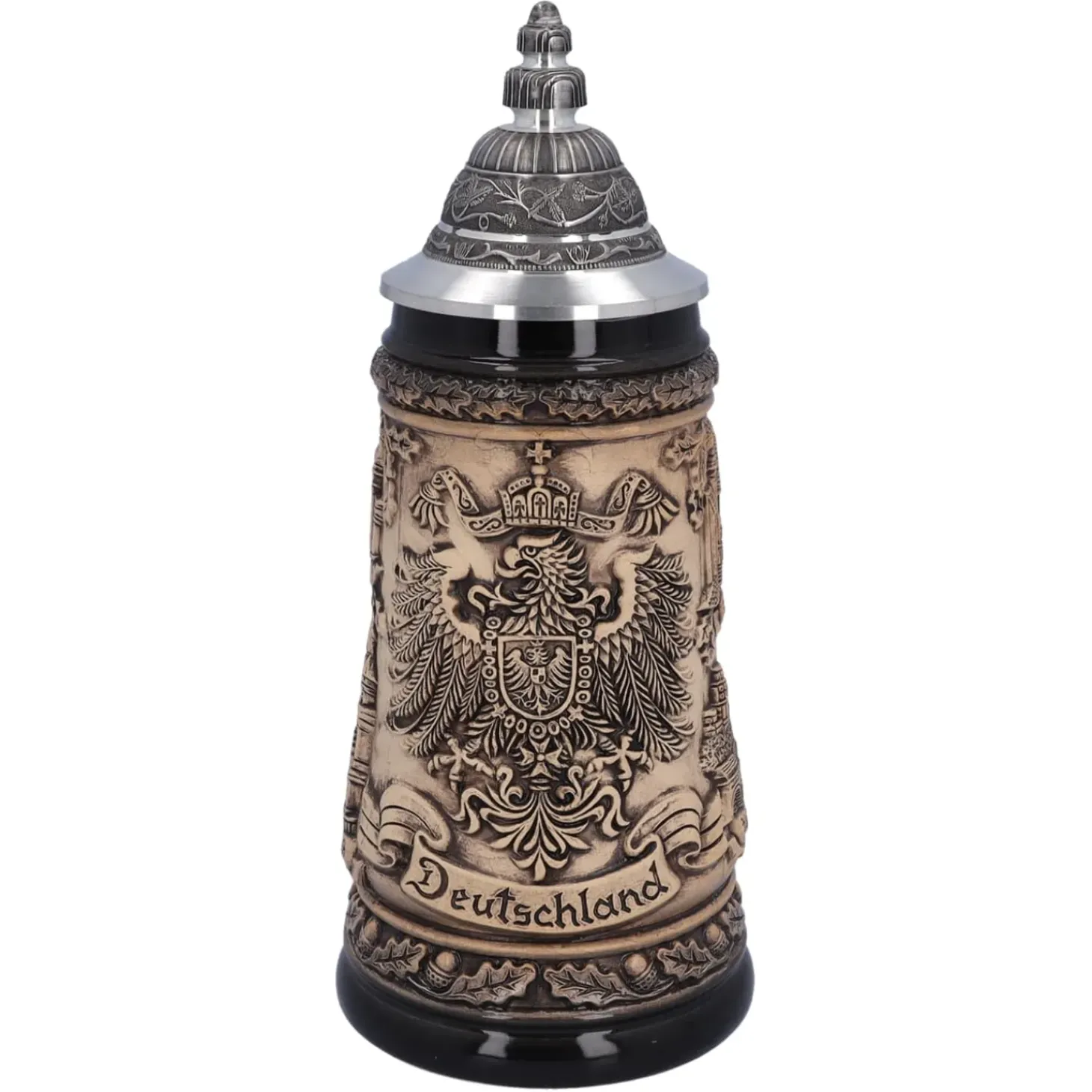 Bierkrug Mit Zinndeckel "Deutschland", Natur, 0,5L