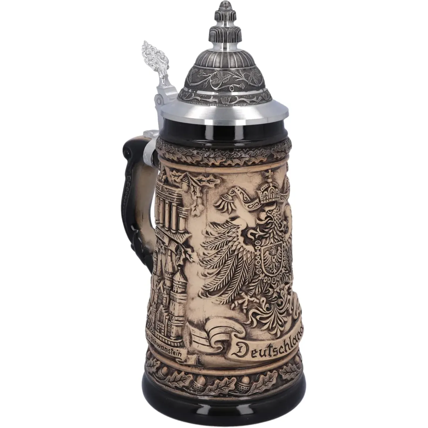 Bierkrug Mit Zinndeckel "Deutschland", Natur, 0,5L