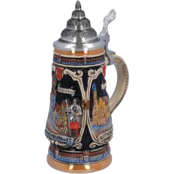 Bierkrug Mit Zinndeckel "Rothenburg Mit Ritter", 0,25 L