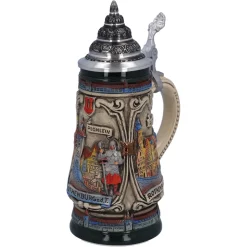 Bierkrug Mit Zinndeckel "Rothenburg Mit Ritter", 0,25L