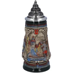 Bierkrug Mit Zinndeckel "Rothenburg Mit Ritter", 0,25L