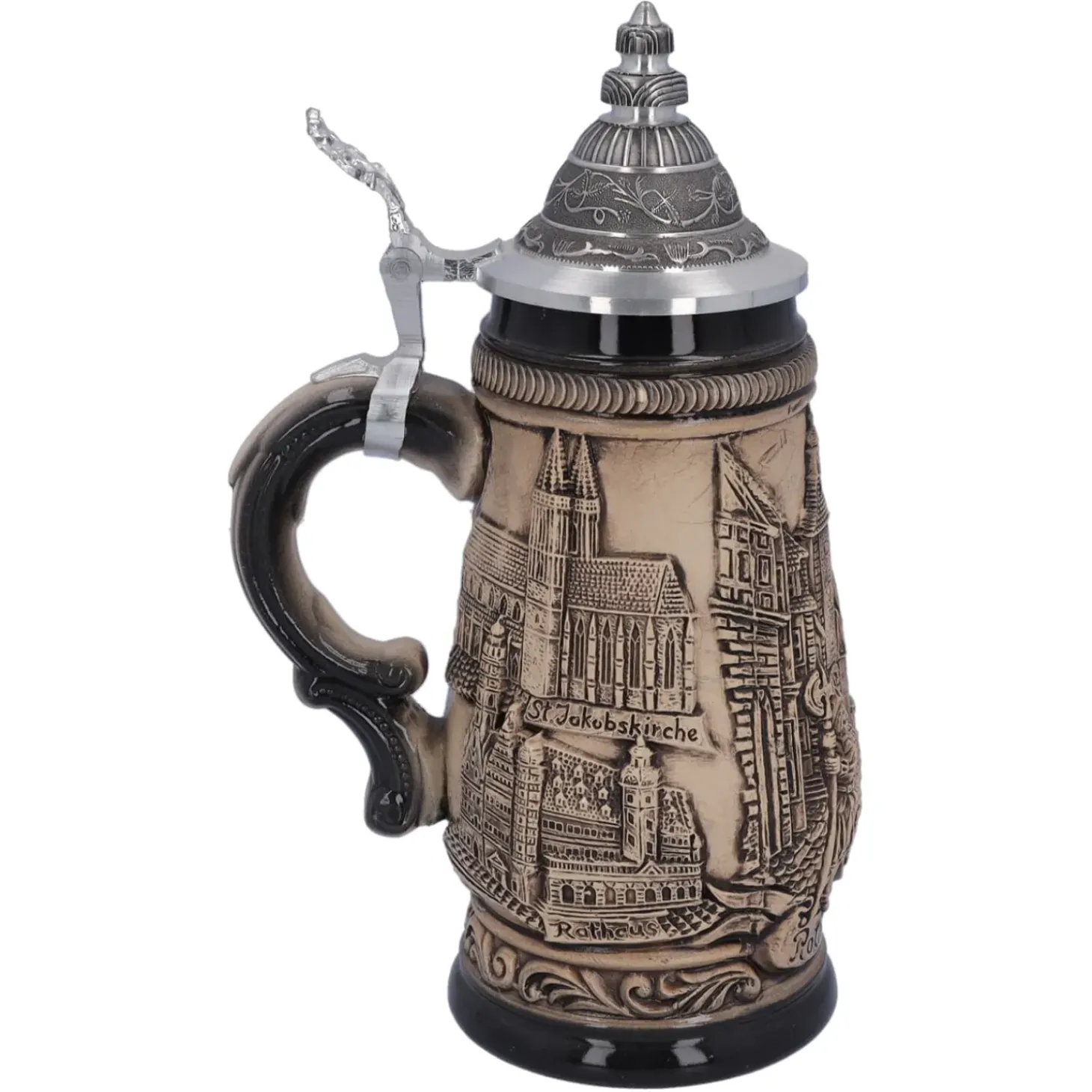 Bierkrug Mit Zinndeckel "Rothenburg", 0,25 Liter