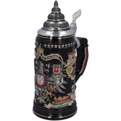 Bierkrug Mit Zinndeckel "Stadtwappen", Gold, 0,4L