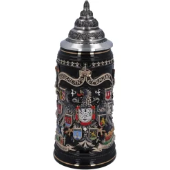 Bierkrug Mit Zinndeckel "Stadtwappen", Gold, 0,4L