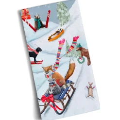 Geschirrtuch Schlittenfahrt Mit Tieren