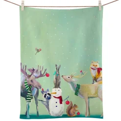 Geschirrtuch Schneemann Mit Waldtieren