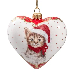 Glasherz Weis Katzenweihnacht