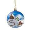 Glaskugel Blau Kirche Im Winter, 7 Cm