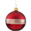 Glaskugel Bordeaux Matt/Lack Mit Glitterband, 6Cm