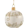 Glaskugel Cremefarben Mit Notenband, 6 Cm