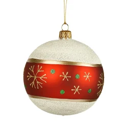 Glaskugel Frosty Mit Schneeflocken, 10Cm