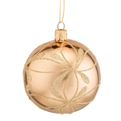 Glaskugel Gold Mit Blutennetz, 8 Cm