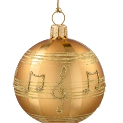 Glaskugel Gold Mit Noten, 8 Cm