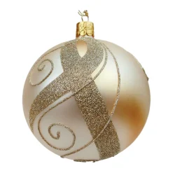 Glaskugel Gold Mit Verzierung, 10 Cm