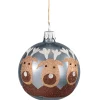 Glaskugel Grau Mit Elchen, 7 Cm