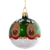 Glaskugel Grun Mit Rentieren, 7 Cm