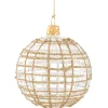 Glaskugel Klar Mit Glitter Gold/Weis, 8 Cm