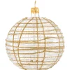 Glaskugel Klar Mit Glitzer Gold/Weis, 10 Cm