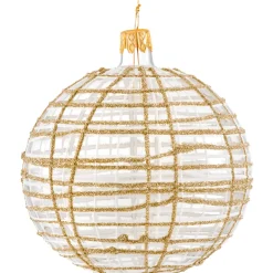 Glaskugel Klar Mit Glitzer Gold/Weis, 10 Cm