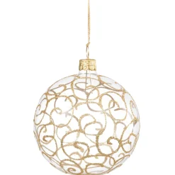 Glaskugel Klar Mit Goldschnorkeln, 6 Cm