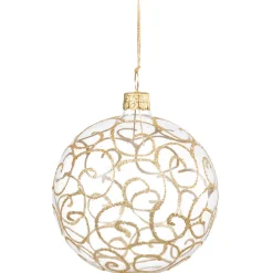 Glaskugel Klar Mit Goldschnorkeln, 8 Cm