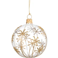 Glaskugel Klar Mit Goldsternen, 7 Cm