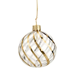 Glaskugel Klar Mit Gold-Weisem Netzdekor, 6 Cm