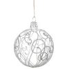 Glaskugel Klar Mit Silberschnorkeln, 7 Cm