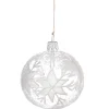 Glaskugel Klar Mit Weisen Flocken, 7 Cm