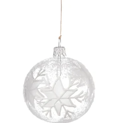Glaskugel Klar Mit Weisen Flocken, 7 Cm
