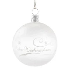 Glaskugel Klar/Weis „Frohe Weihnachten", 6 Cm