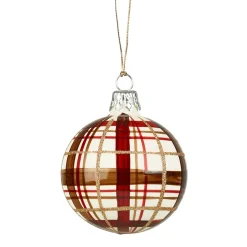 Glaskugel Mit Karomuster Weis Matt, 6Cm