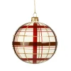 Glaskugel Mit Karomuster Weis Matt, 10Cm