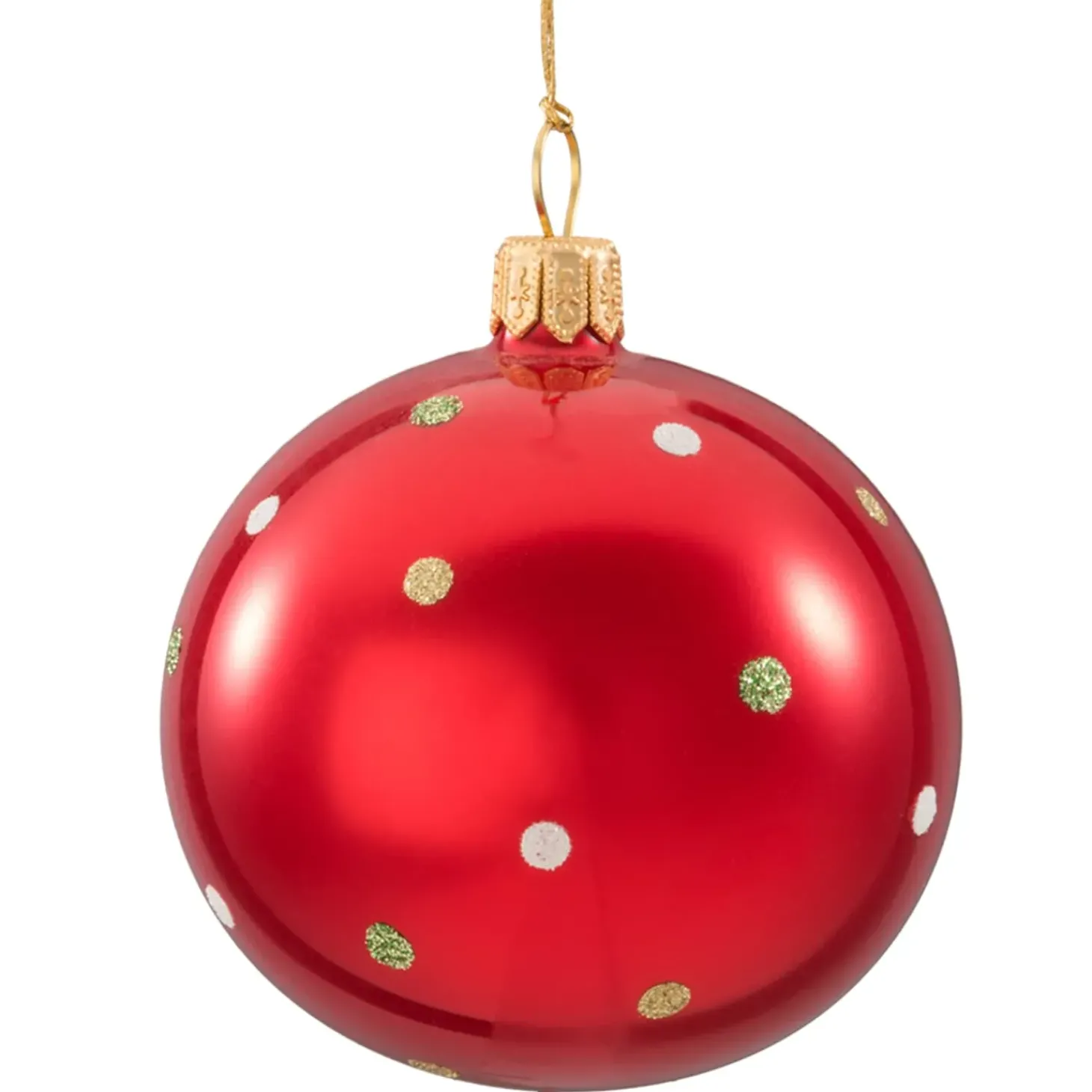 Glaskugel Opal Rot Mit Punkten, 7 Cm