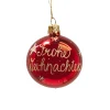 Glaskugel Rot "Frohe Weihnachten", 6 Cm