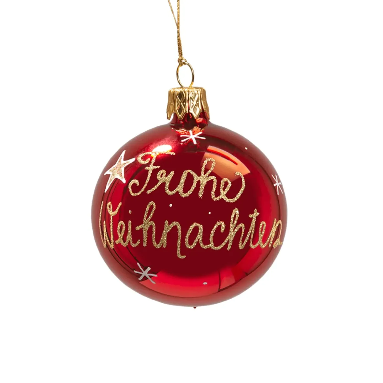 Glaskugel Rot "Frohe Weihnachten", 6 Cm