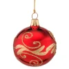 Glaskugel Rot Mit Goldener Verzierung, 6 Cm