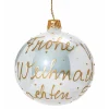 Glaskugel Weis "Frohe Weihnachten", 8 Cm