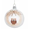 Glaskugel Weis Mit Kranz Und Eule, 7Cm