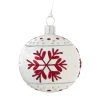 Glaskugel Weis Mit Roten Flocken, 6 Cm