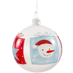 Glaskugel Weis "Winterspas", 7 Cm