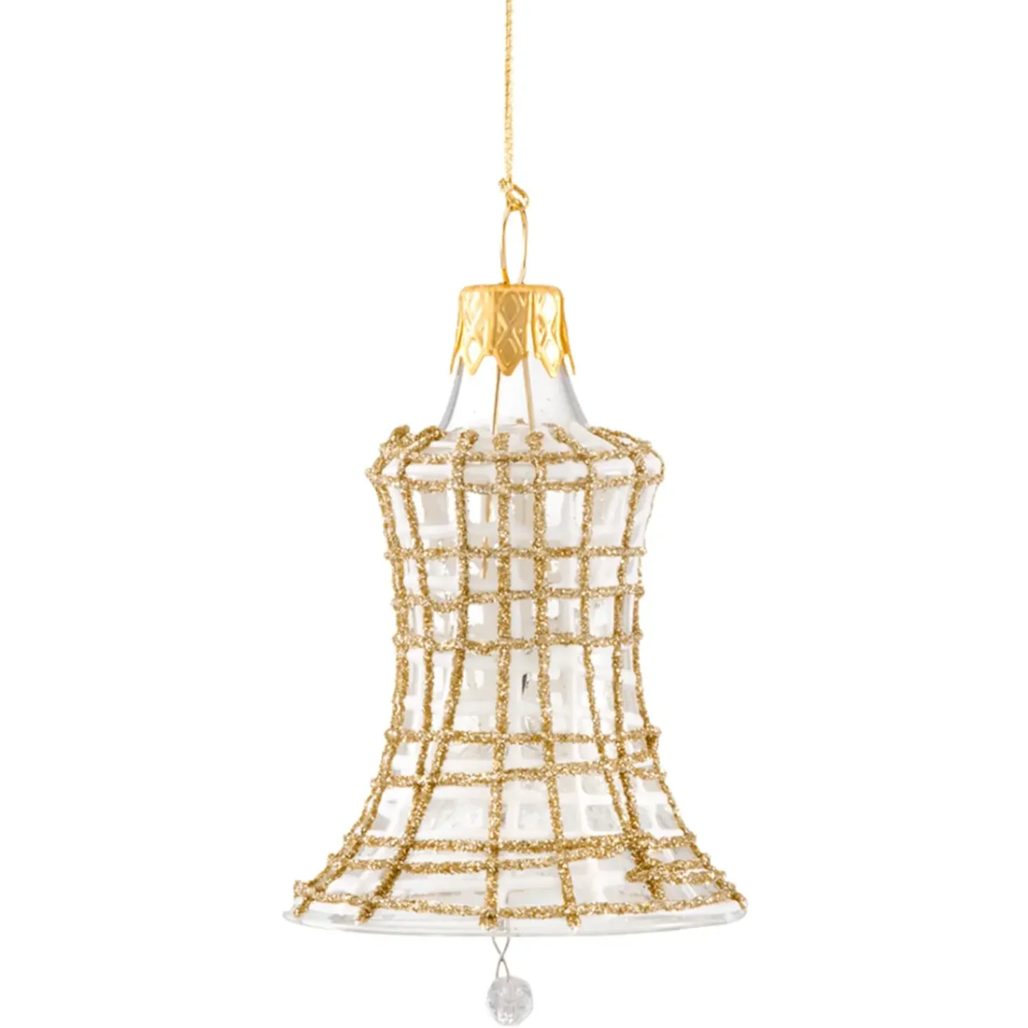 Glocke Klar Mit Glitzer Gold/Weis