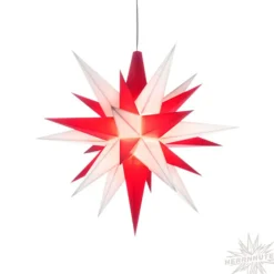 Herrnhuter Papierstern, Weis/Rot, 40Cm