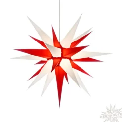 Herrnhuter Papierstern, Weis/Rot, 70Cm